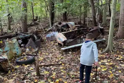 Boy on hiking trail