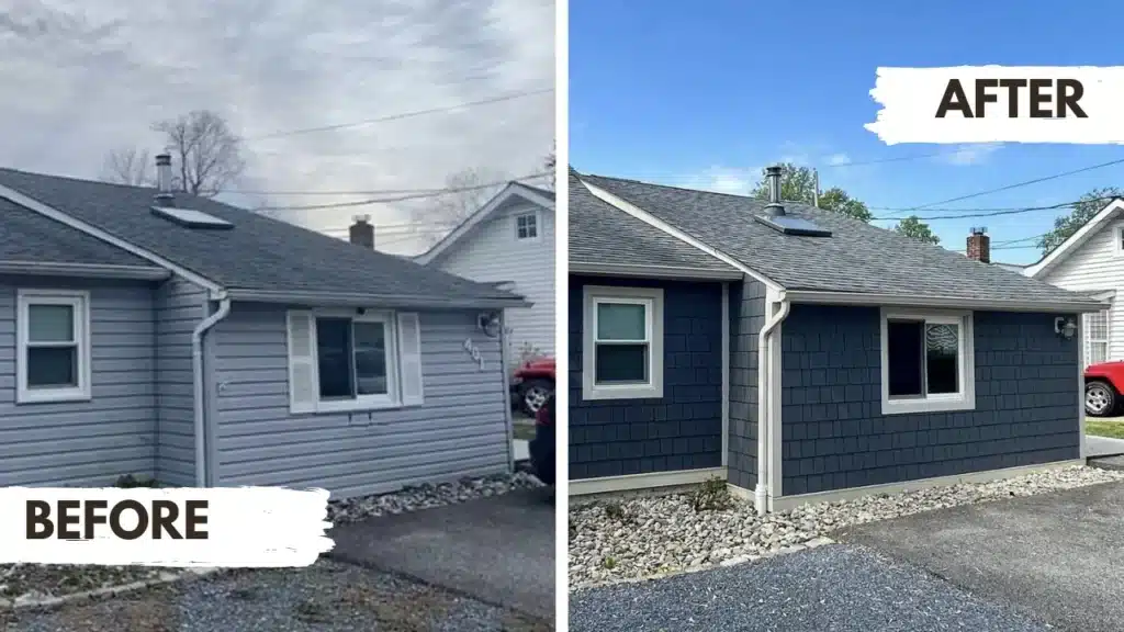 Before and after images of a house