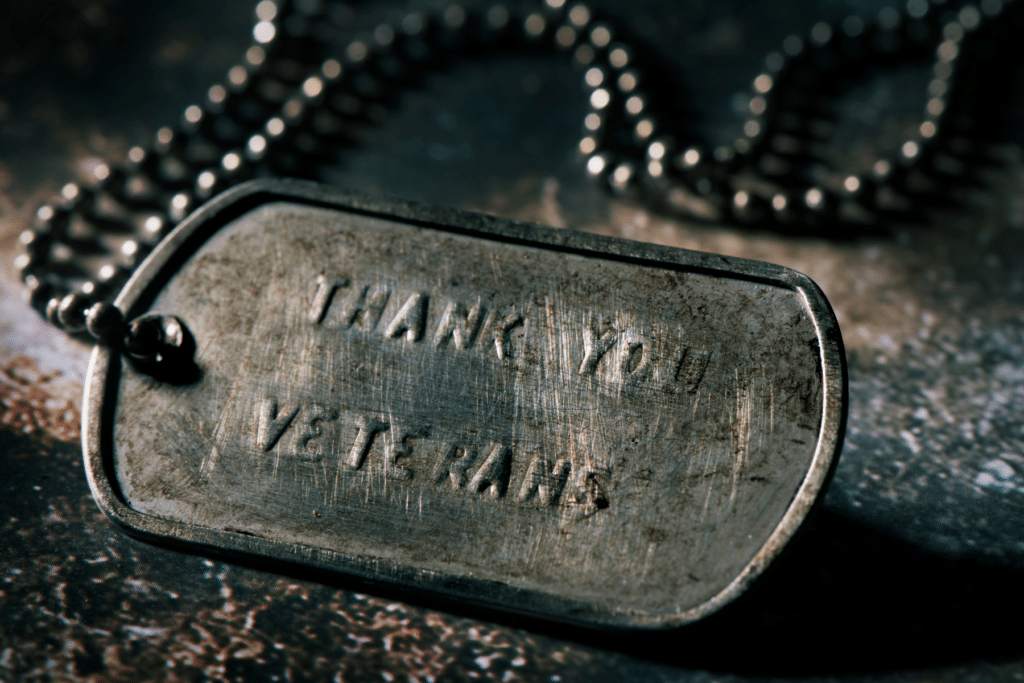 dog tag with thank you veterans on it