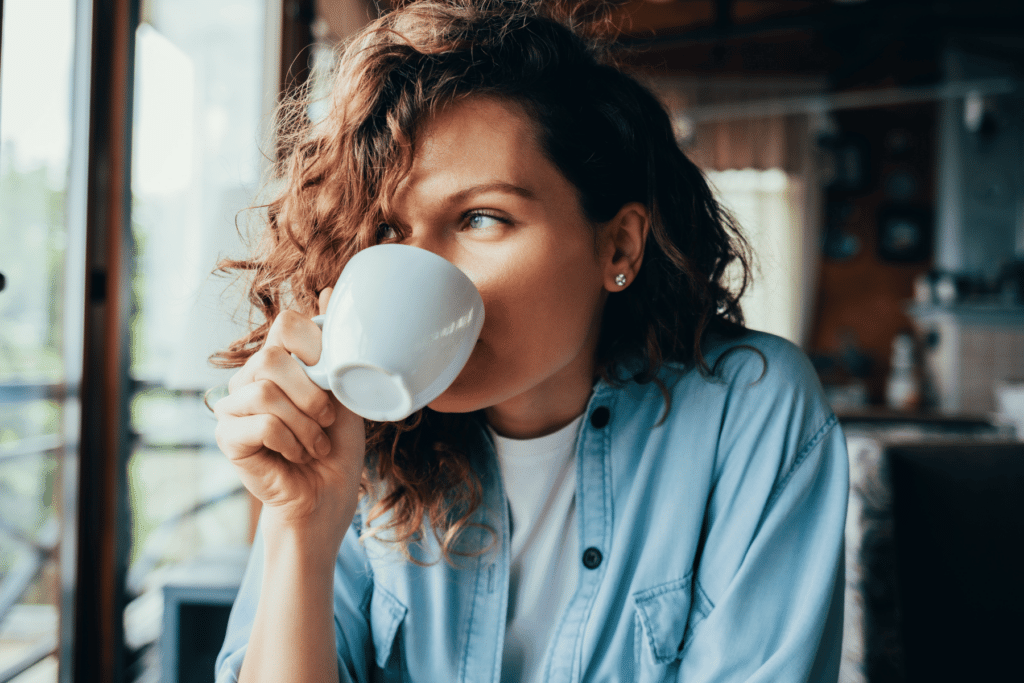 Woman drinking coffee