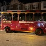 Annapolis Trolley bus on street red