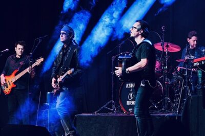 Bodeans on stage performing