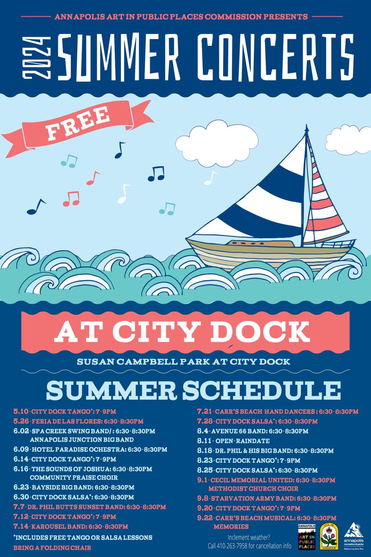 Annapolis City Dock Summer Concerts Flyer 2024