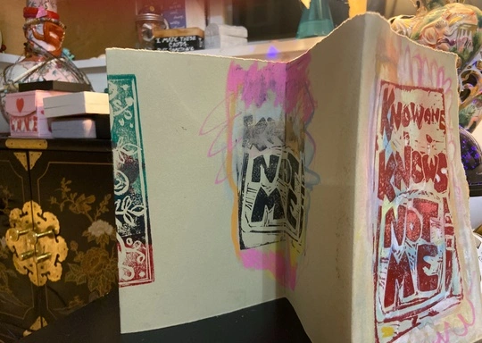 Mixed Media and Lino Printed Accordion Books