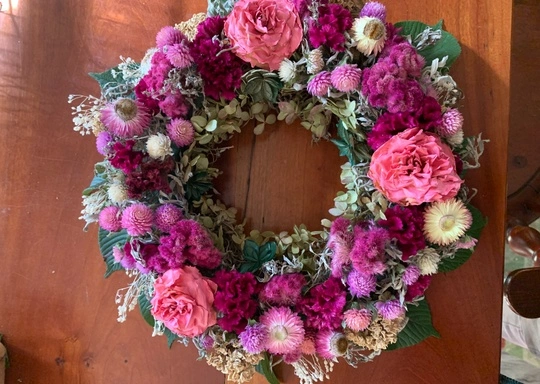 Shades of Pink Dried Flower Wreath