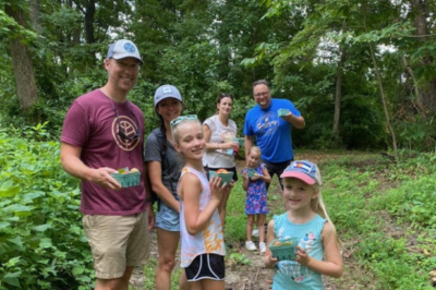 Family in forest