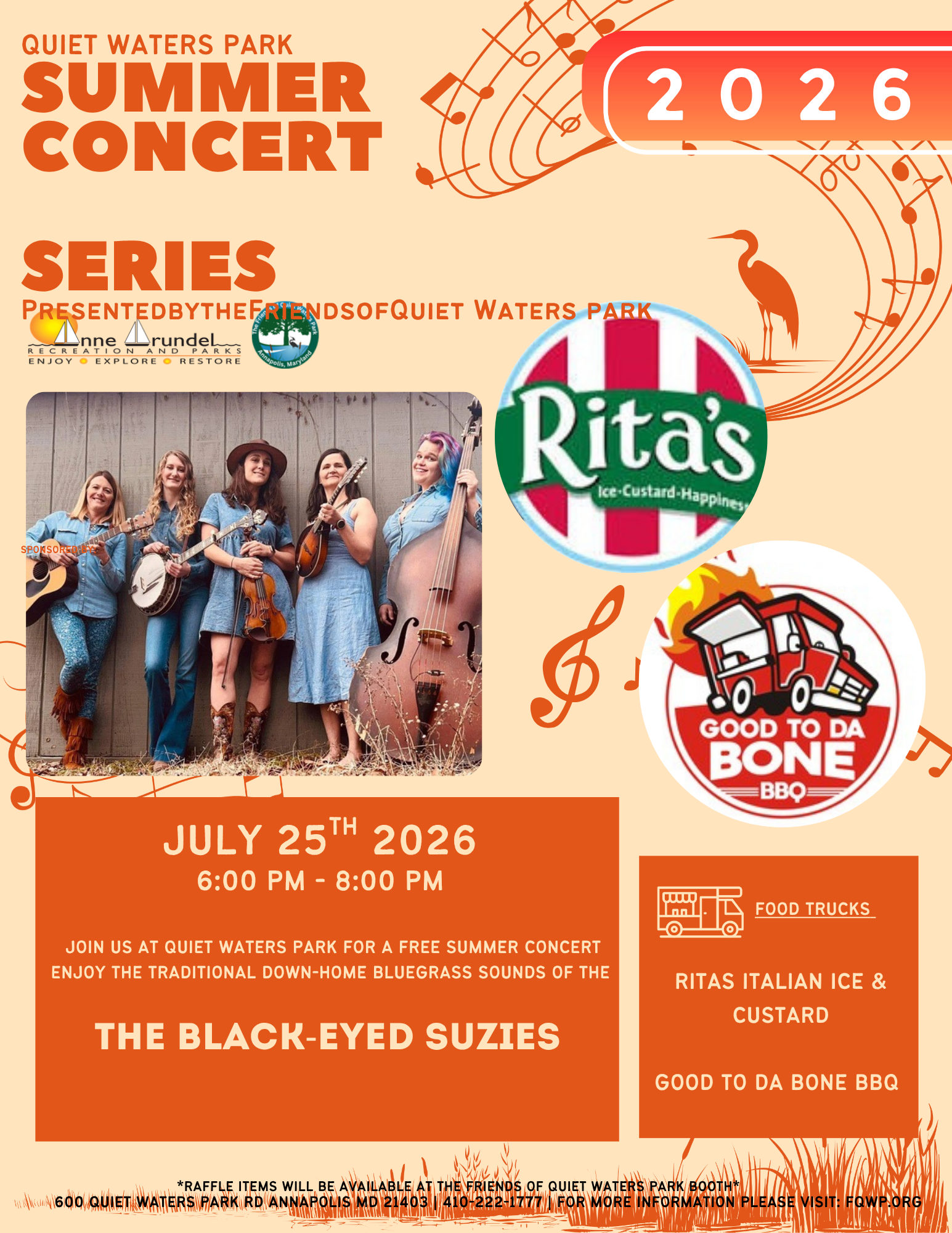 Quiet Waters Park Summer Concert Series: Black-Eyed Suzies