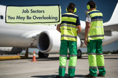 2 men workers by an airplane