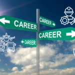 Career sign post with icons