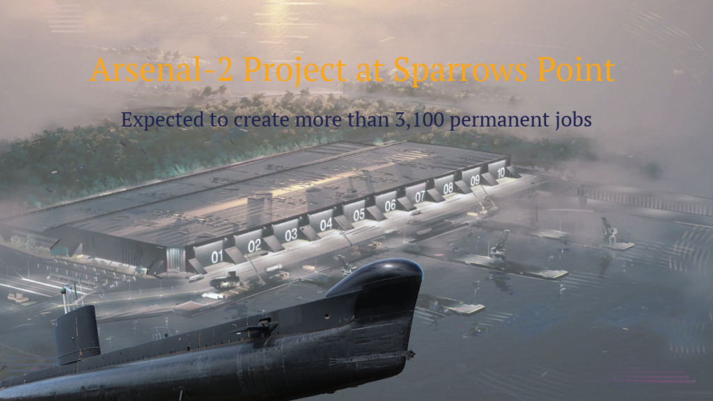 ship building facility with a submarine