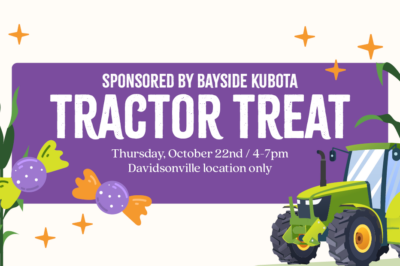 Tractor Treat at Homestead Gardens in Davidsonville, Thursday, October 22, 2026, 4–7 p.m.