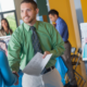 two people shaking hands at career fair